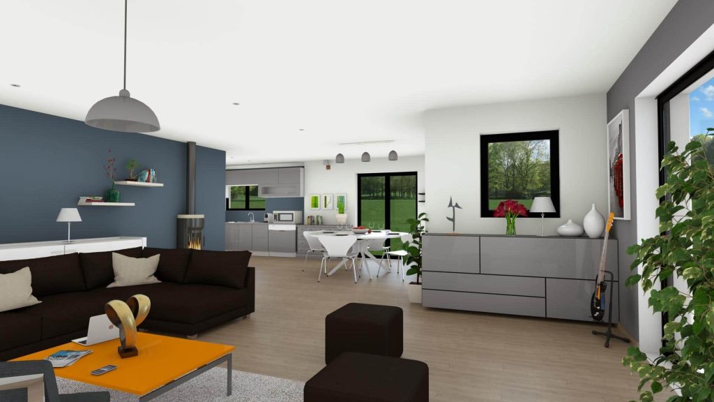 Maison contemporaine 140 m² intérieure - MF Construction