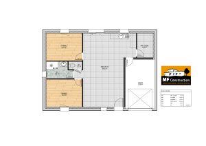 Plan de la Maison neuve sur plan 2 chambres-65 m2 (visuel contractuel)